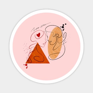 Line illustration of a couples faces Magnet